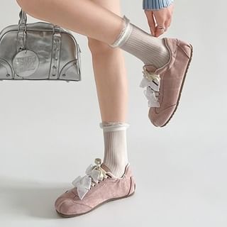 Plain Lace-Up Leather Faux Sneakers