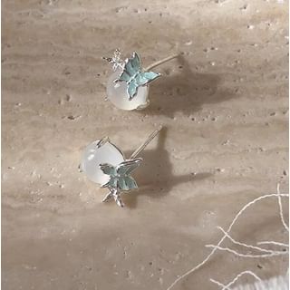 Butterfly Cabochon Enamel Earring Stud