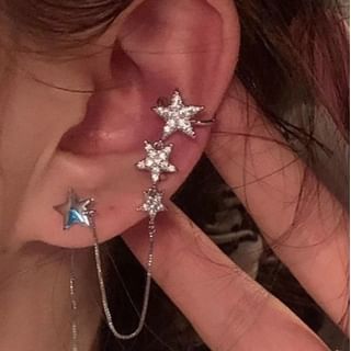 Earring Rhinestone with Ear Star Cuff