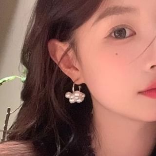 Faux Earring Pearl Drop Alloy