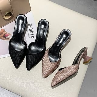 Heel Kitten Mules Pointed Toe