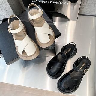 Leather Sandals Faux Platform