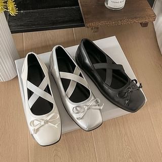 Bow Ballet Toe Flats Square