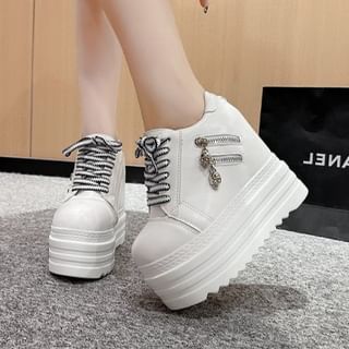 Wedge Panel Platform Hidden Zip Sneakers