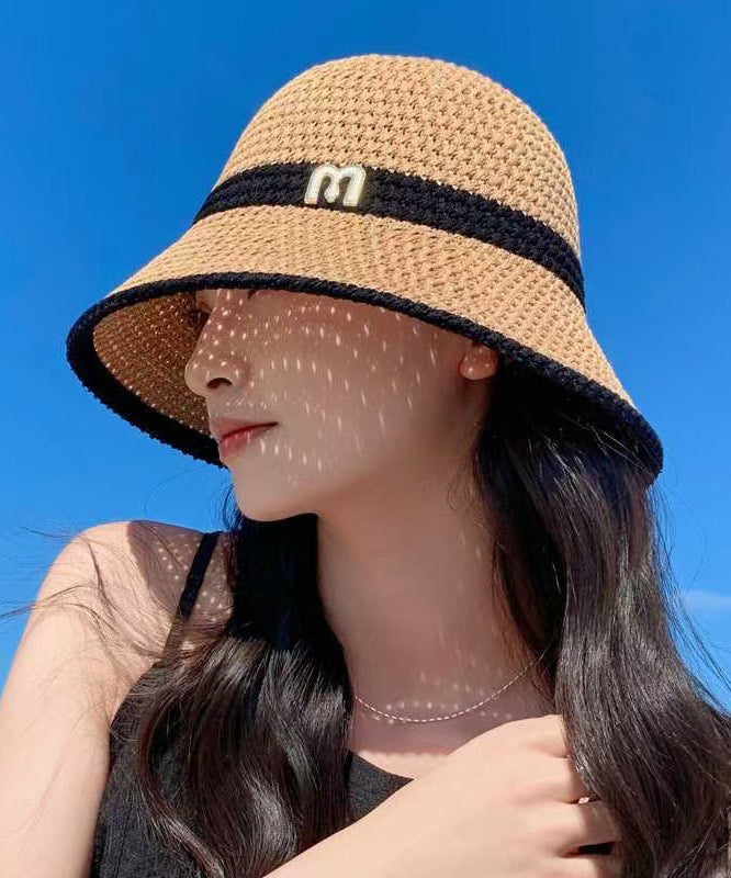 Breathable Hat White Leisure Bucket Knitted Hollowed Out