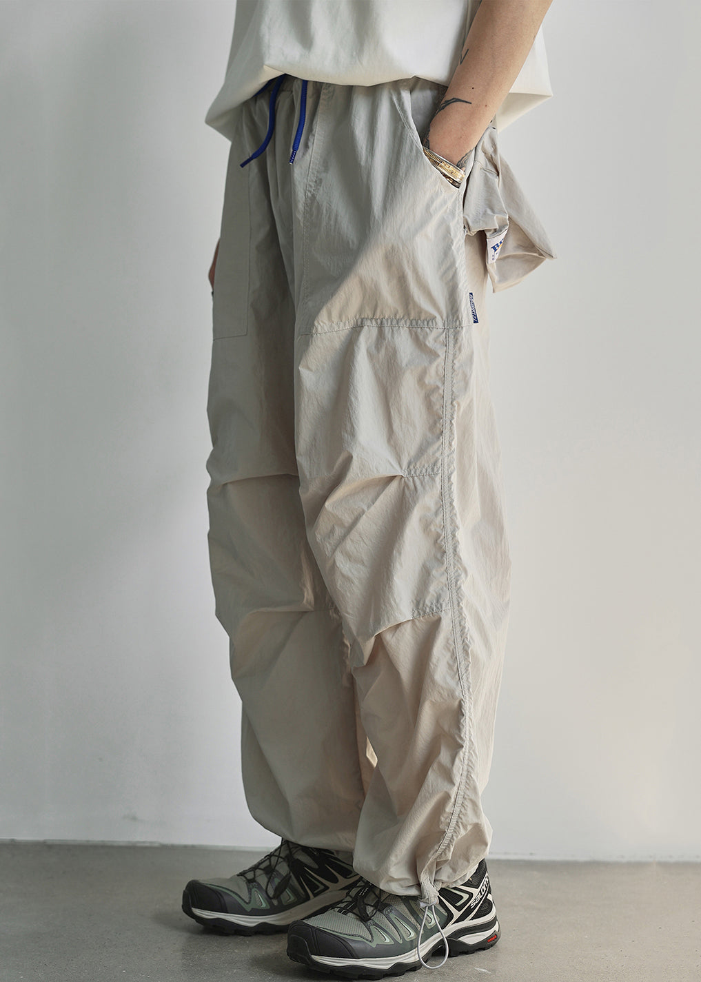 Pants Grey Pockets Elastic Summer Light Mens Cotton Waist