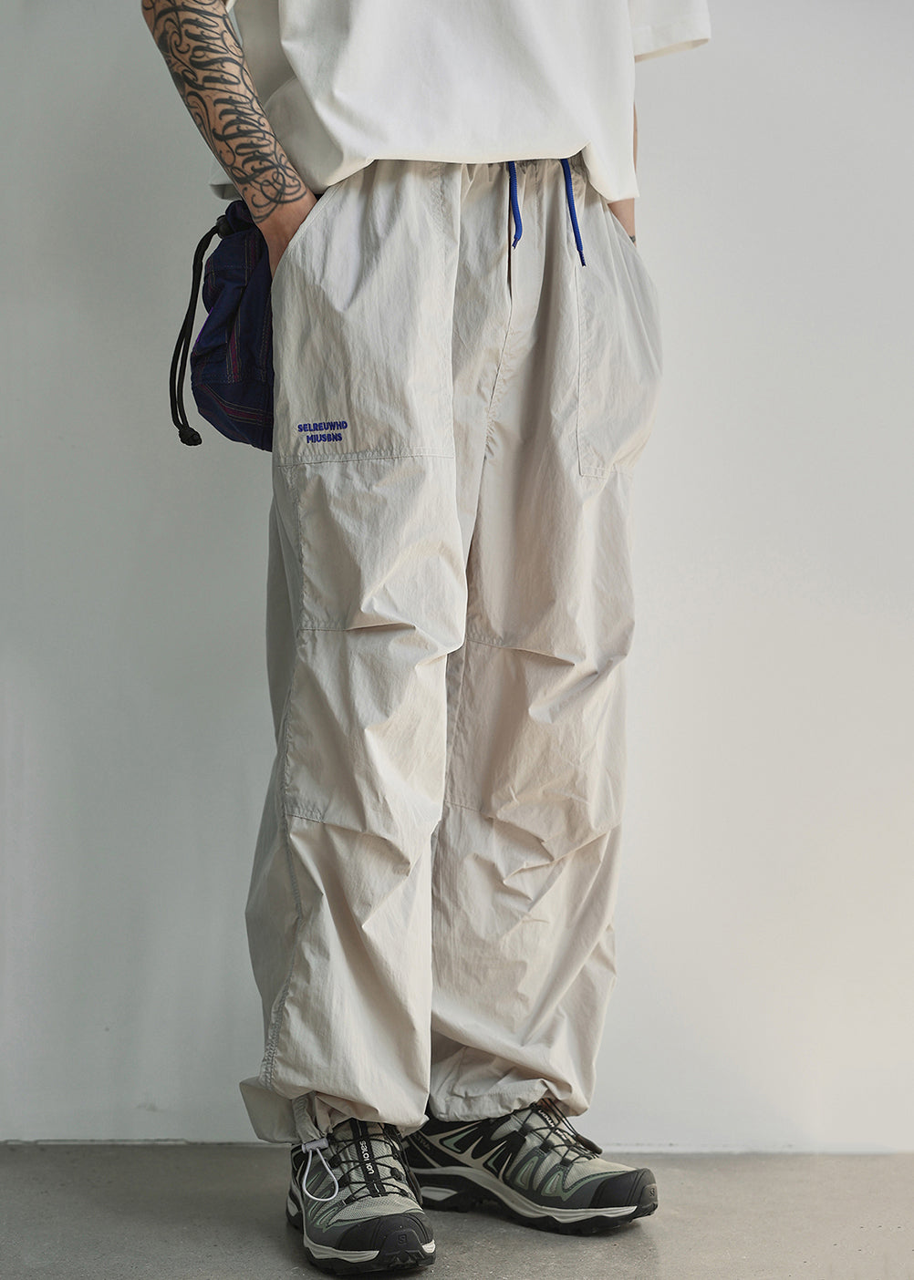 Pants Grey Pockets Elastic Summer Light Mens Cotton Waist