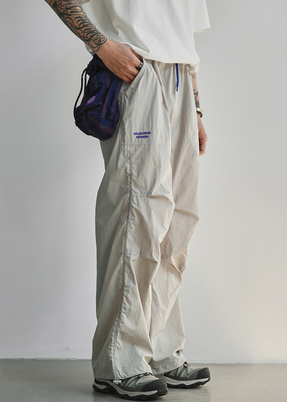 Pants Grey Pockets Elastic Summer Light Mens Cotton Waist