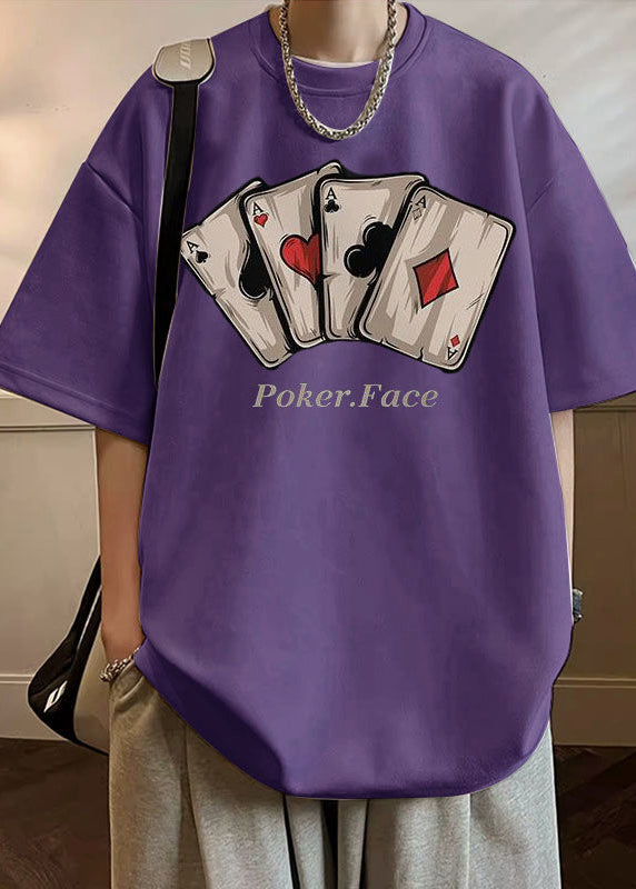 Faux Print Shirts O Green Loose Army Suede Neck Summer Men T