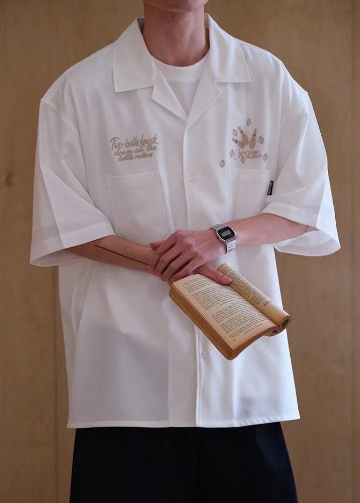 Green Ice Shirts Print Half Sleeve Men Army Silk Pockets Loose