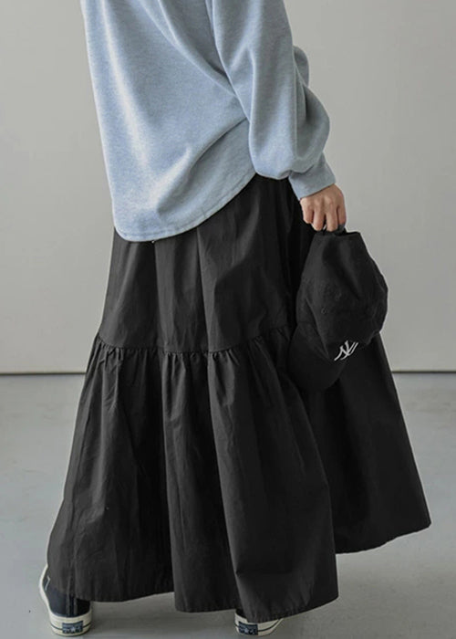 Skirt Waist Wrinkled Elastic Loose Army Spring Green Cotton