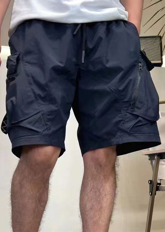 Up Mens Zip Elastic Loose Army Cotton Shorts Green Waist Pockets