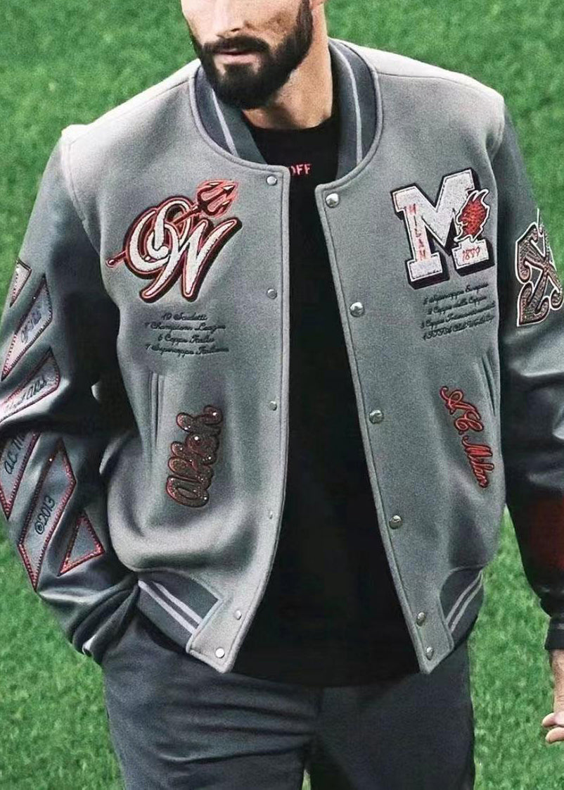 Loose Beige Embroideried Button Patchwork Cotton Mens Jackets Spring TC004