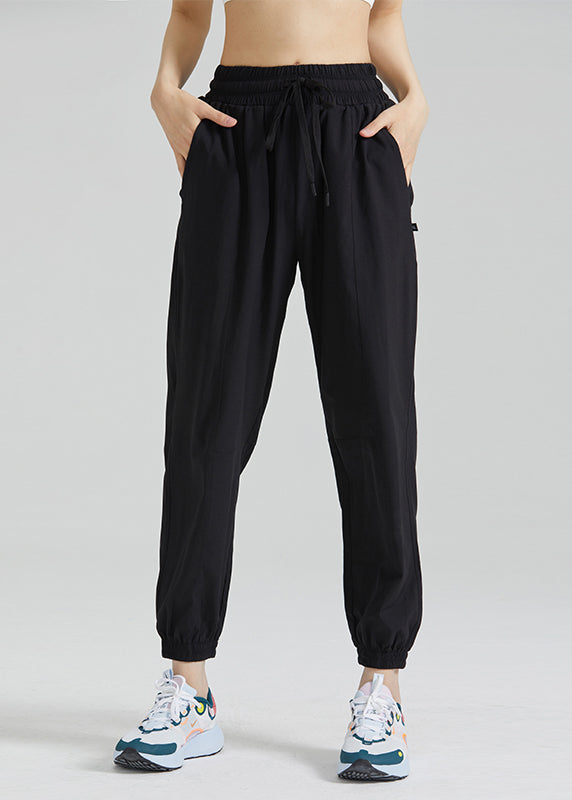 Yoga Waist Tie Loose Elastic Pants Lantern Black