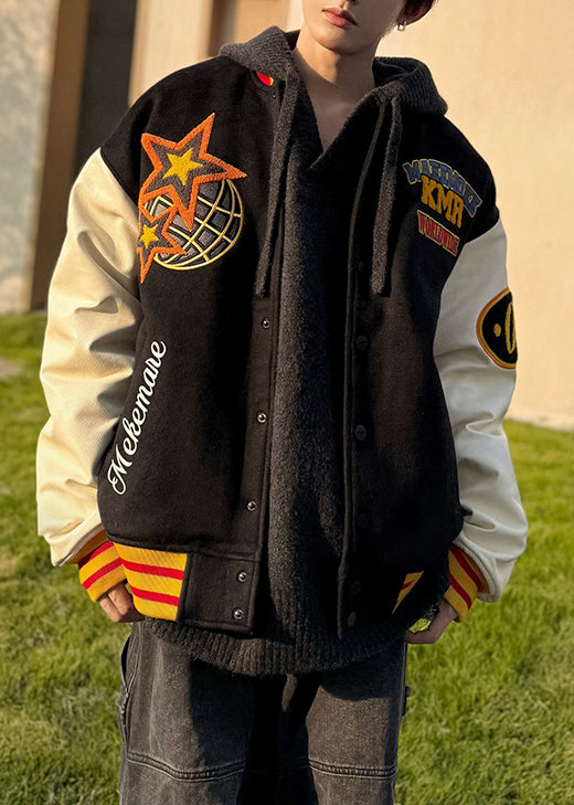 Loose Black Original Design Patchwork Men Parkas Spring TC053