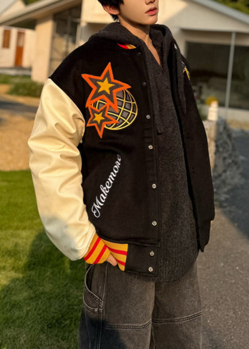 Loose Black Original Design Patchwork Men Parkas Spring TC053