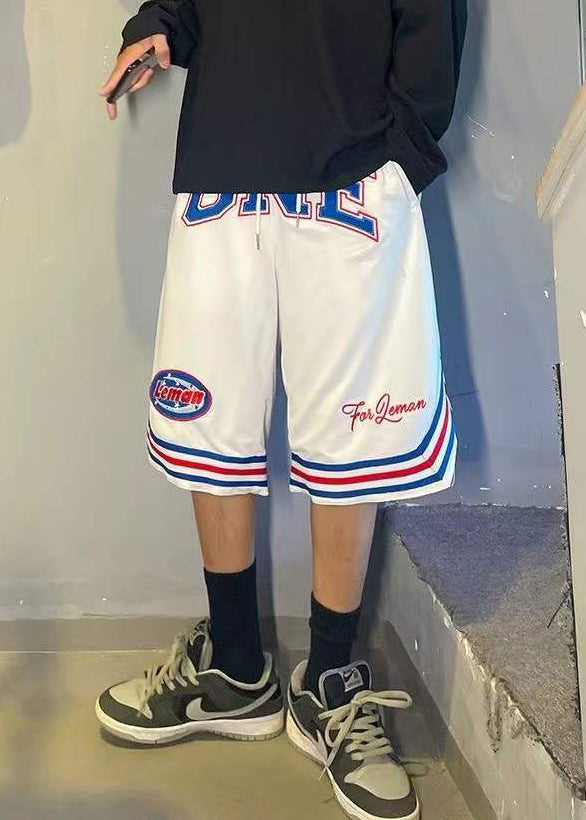 Shorts Basketball Print Blue Elastic Summer Waist Men Loose