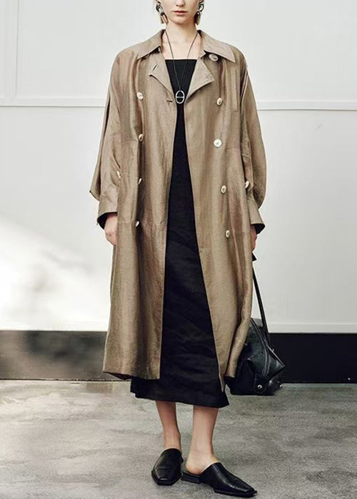 Collar Pan Gold Loose Breast Double Champagne Linen Peter Silk