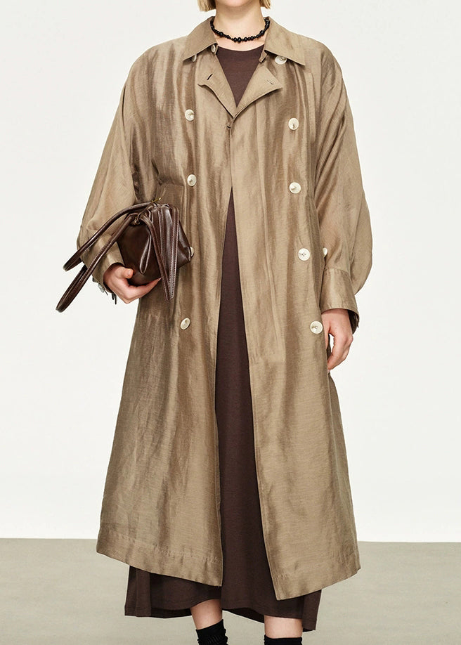 Collar Pan Gold Loose Breast Double Champagne Linen Peter Silk