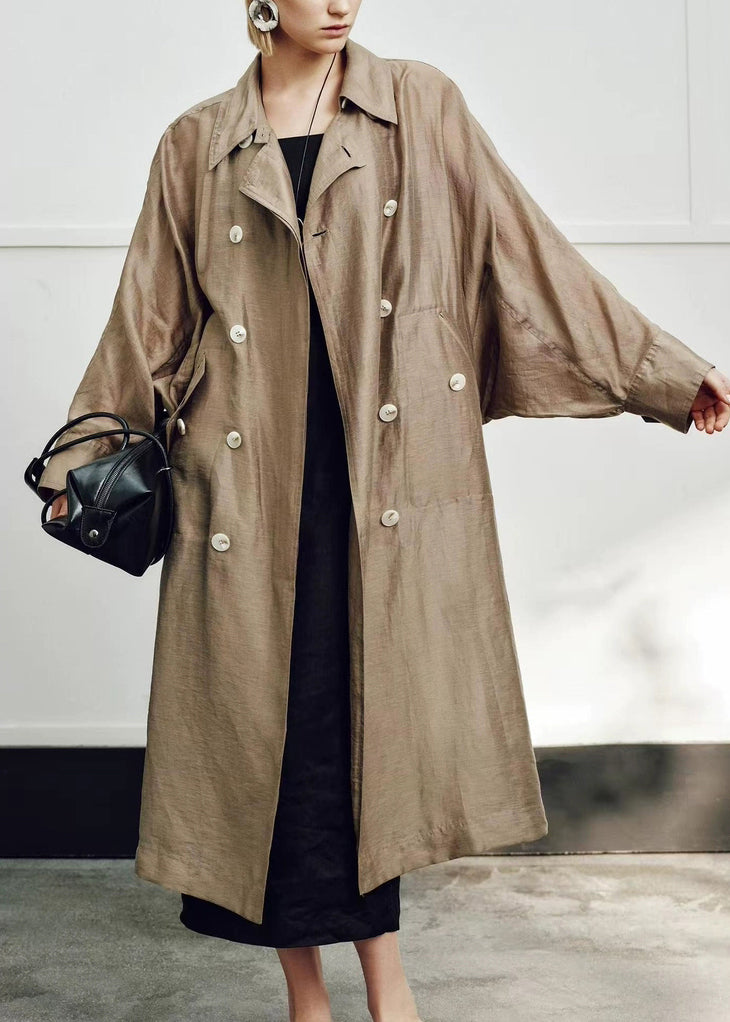 Collar Pan Gold Loose Breast Double Champagne Linen Peter Silk