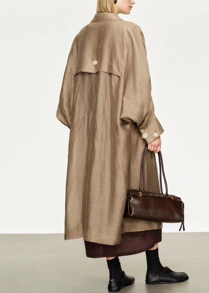 Collar Pan Gold Loose Breast Double Champagne Linen Peter Silk