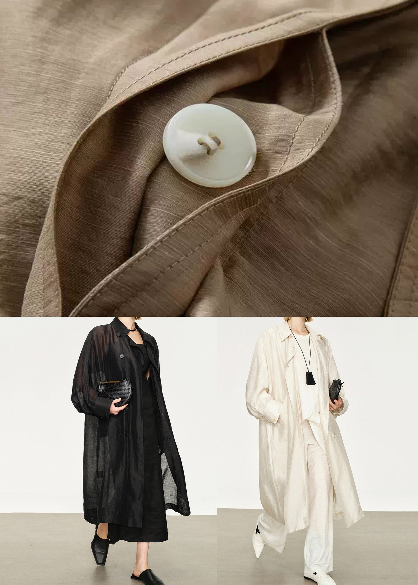 Collar Pan Gold Loose Breast Double Champagne Linen Peter Silk