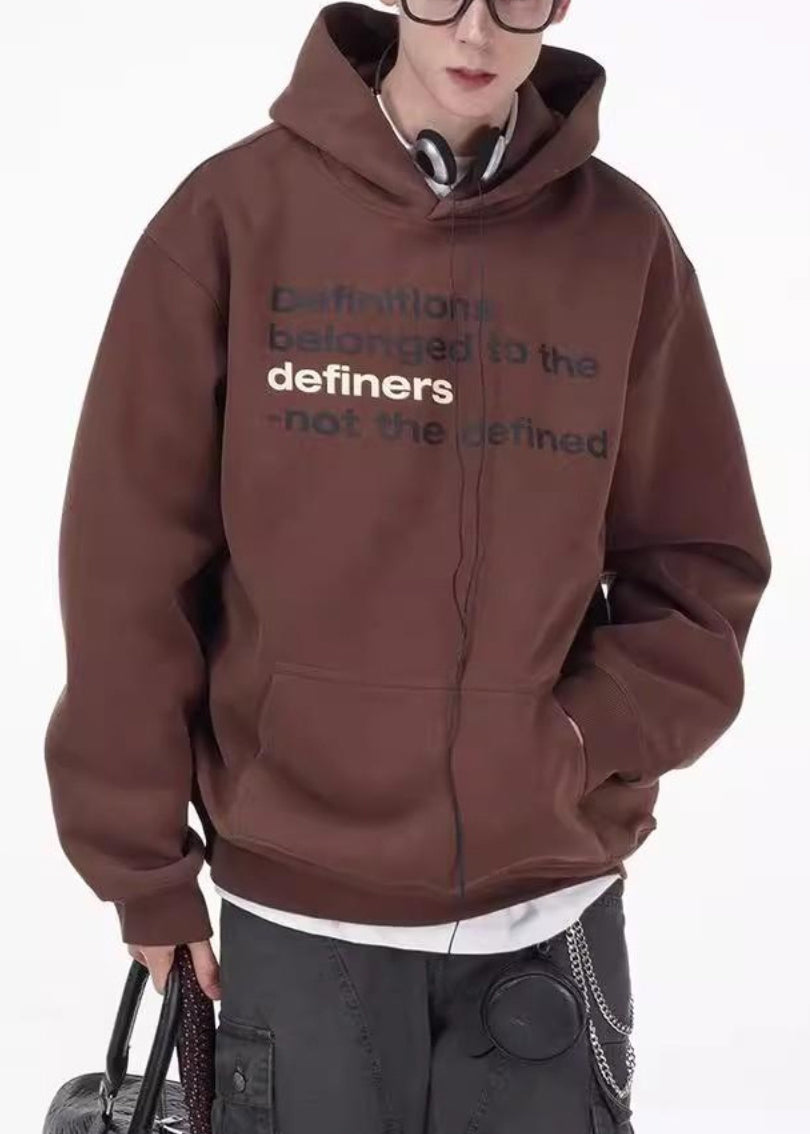 Loose Coffee Letter Pockets Oversized Cotton Mens Sweatshirts Spring YQ027