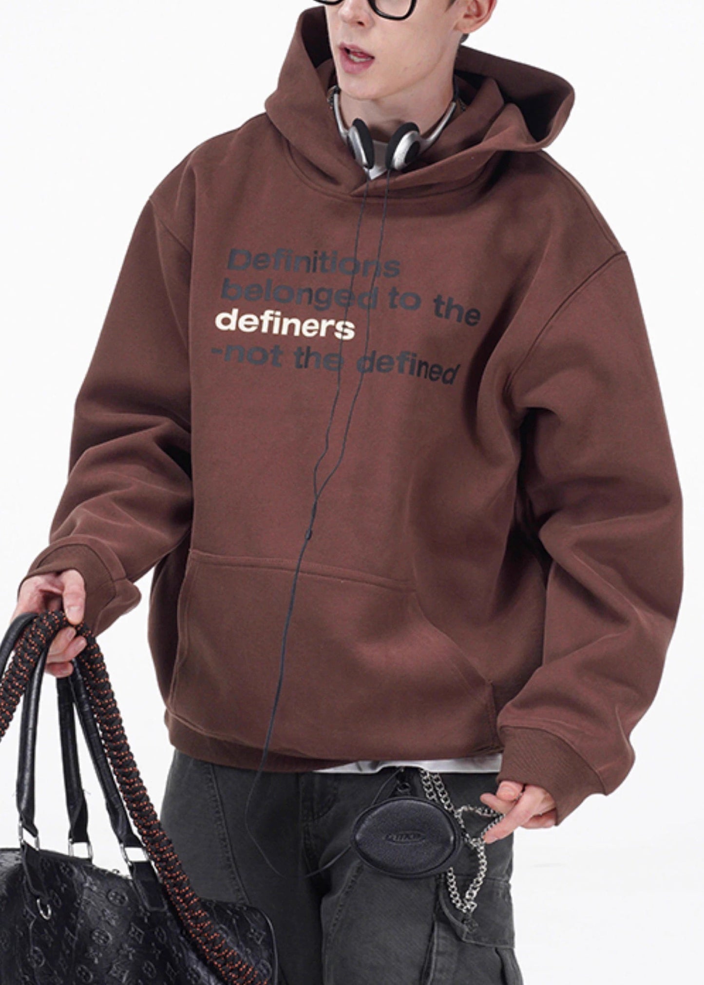 Loose Coffee Letter Pockets Oversized Cotton Mens Sweatshirts Spring YQ027