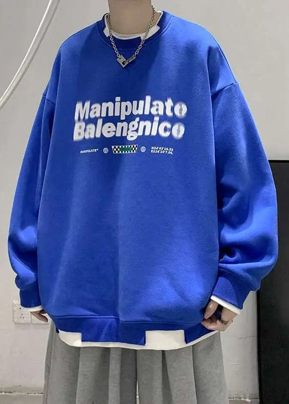 Loose Two Cotton Neck Sweatshirt Pieces O False Men Green Letter