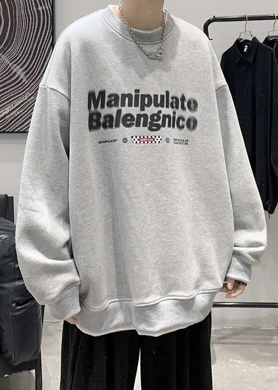 Loose Two Cotton Neck Sweatshirt Pieces O False Men Green Letter