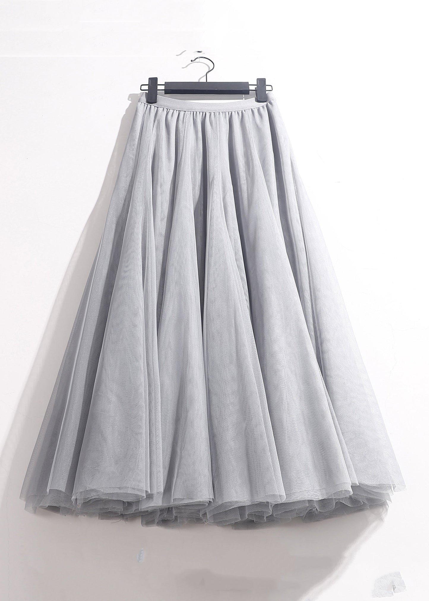 Loose Grey Solid Elastic Waist Tulle Skirts Summer AS1008 Ada Fashion