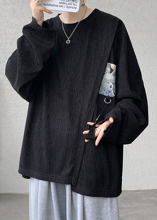 Loose Solid Men Shirts Khaki T Cotton Spring Tasseled