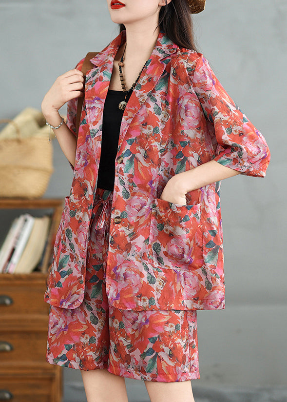 Loose Cotton Pan Shorts Print Pieces Collar Two Peter And Coat