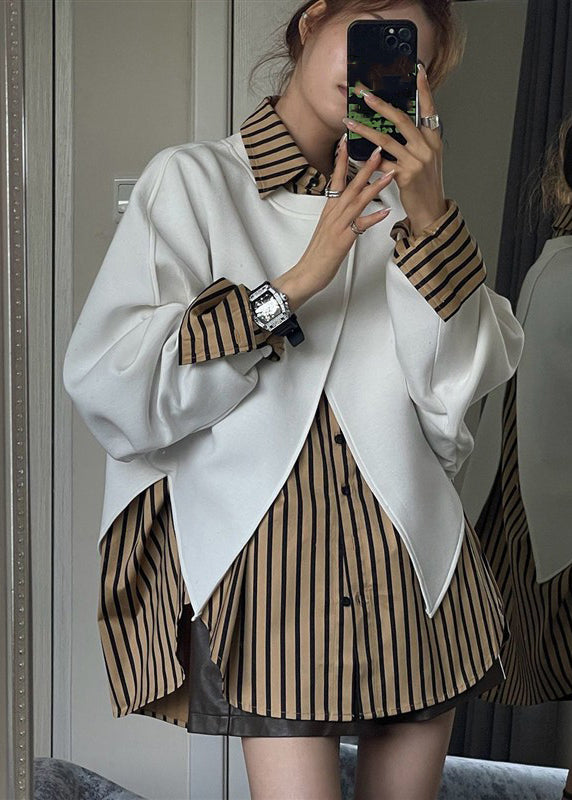 And Peter Loose Sweatshirt Pieces Striped Two Shirts Collar Pan