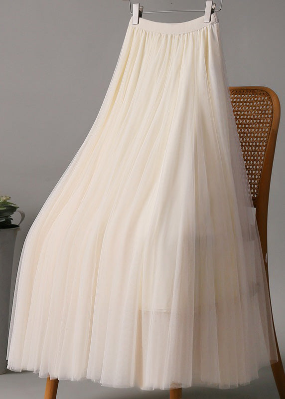 Loose A Skirts Waist Elastic Tulle Line Pink