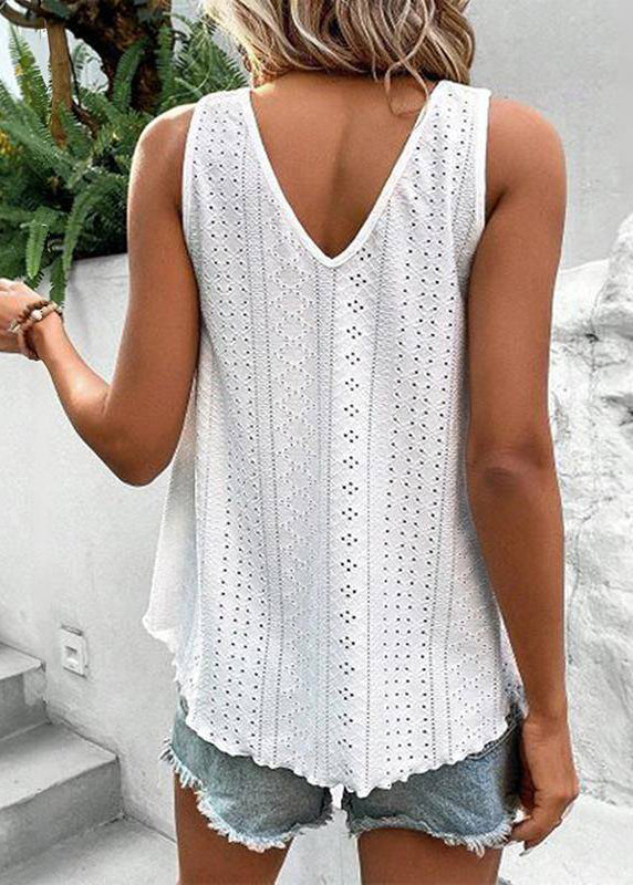 Tank Out Loose Thin Pink Sleeveless Hollow