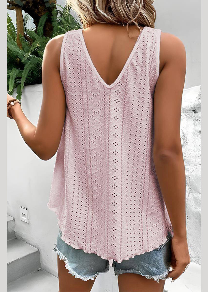 Tank Out Loose Thin Pink Sleeveless Hollow