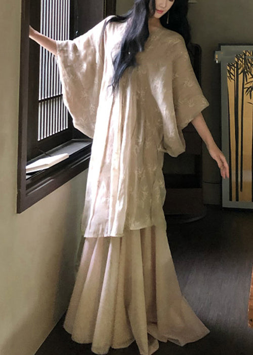 Sleeve Neck Dresses V Cotton Tulle Patchwork Loose Robe Batwing