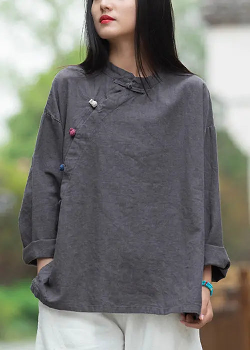 Loose Yellow Button Low High Design Linen Shirt Long Sleeve Ada Fashion