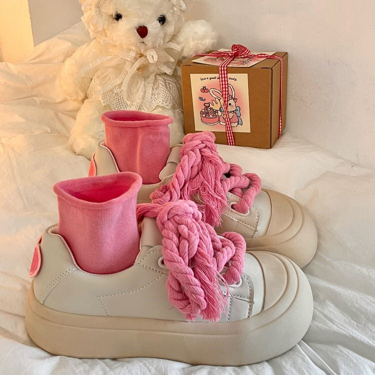 Pink Heart Chunky Sneakers