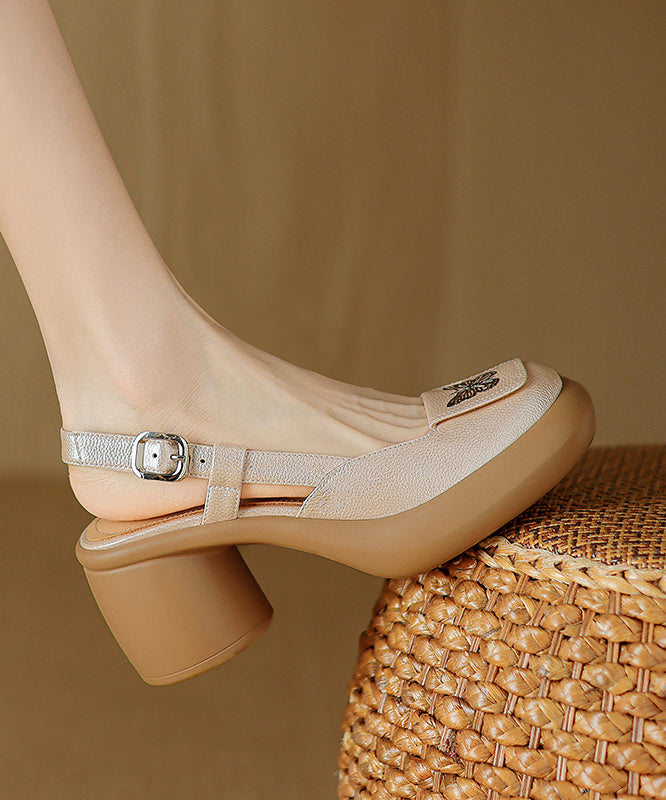 Green New Sheepskin Splicing Heel Mint Sandals Chunky