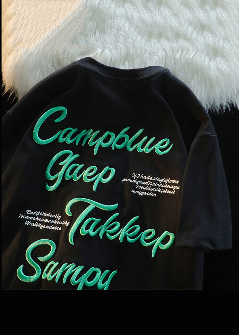 Men Apparel Modern Letter Shirts Cotton T Embroideried Apricot