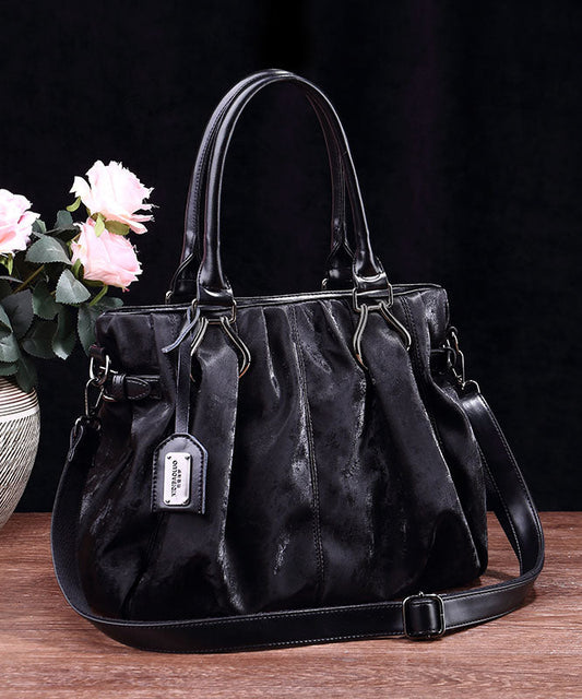 Capacity Large Tote Black Bag Leather Modern Calf