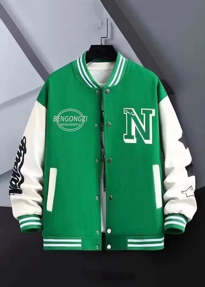 Modern Black Letter Patchwork Cotton Mens Jackets Spring TC055