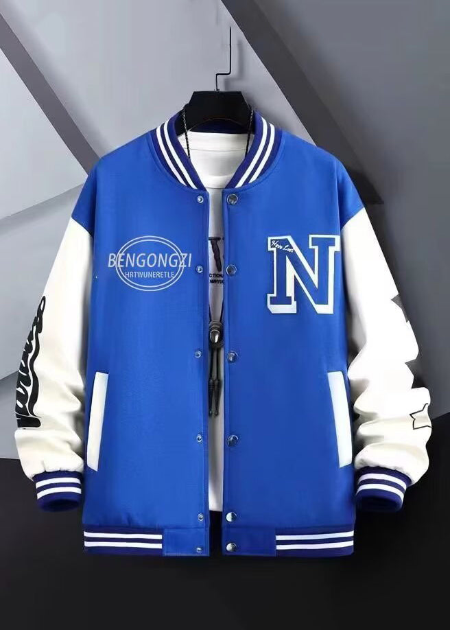 Modern Black Letter Patchwork Cotton Mens Jackets Spring TC055