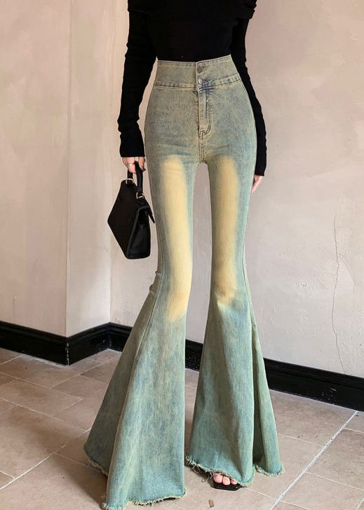 Modern Blue High Waist Denim Bell-bottom Trousers Spring YP019