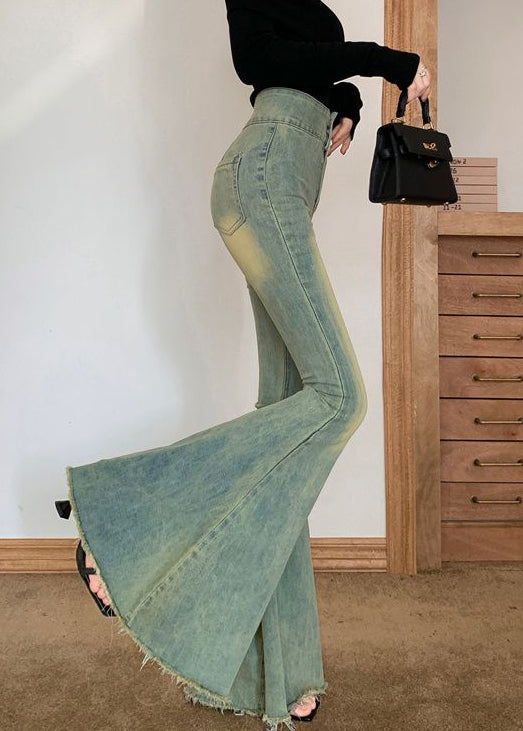 Modern Blue High Waist Denim Bell-bottom Trousers Spring YP019