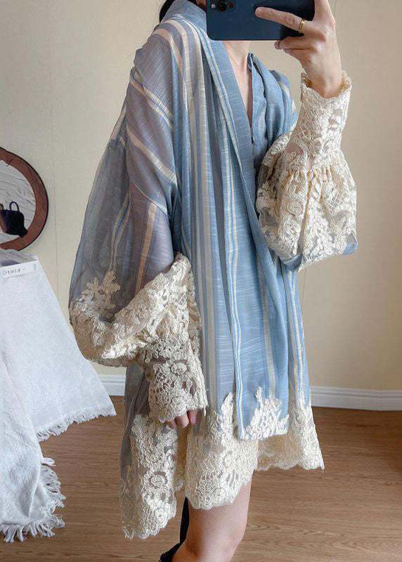 Lantern Shirt Dress Sleeve Blue Oversized Modern Patchwork