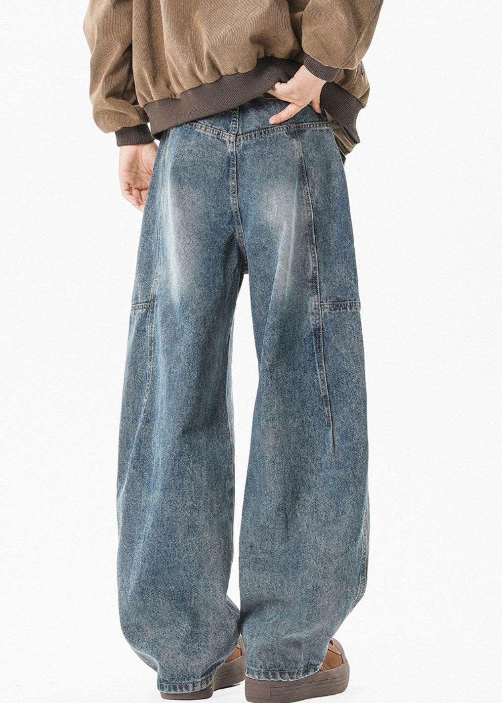 Modern High Pockets Patchwork Summer Denim Blue Waist Men Pants