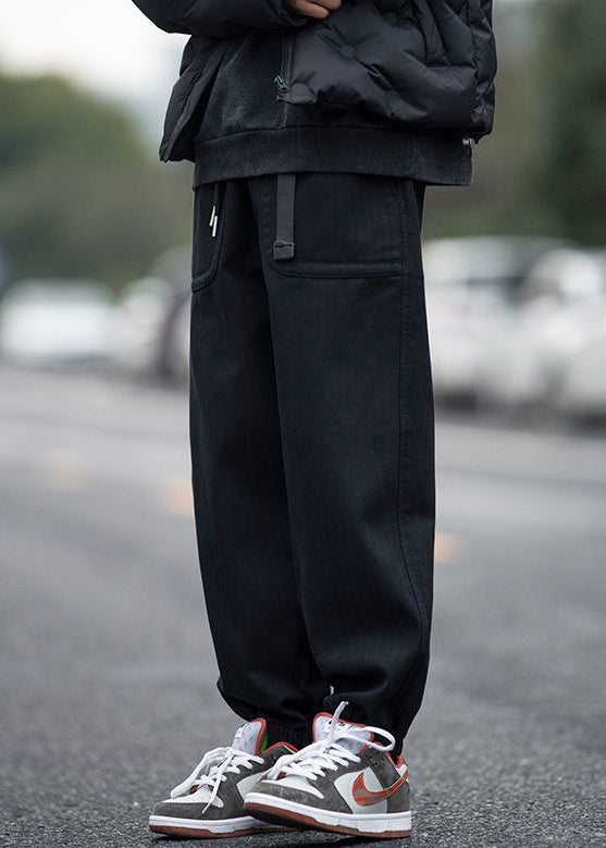 Modern Pants Pockets Waist Men Spring Coffee Elastic Beam